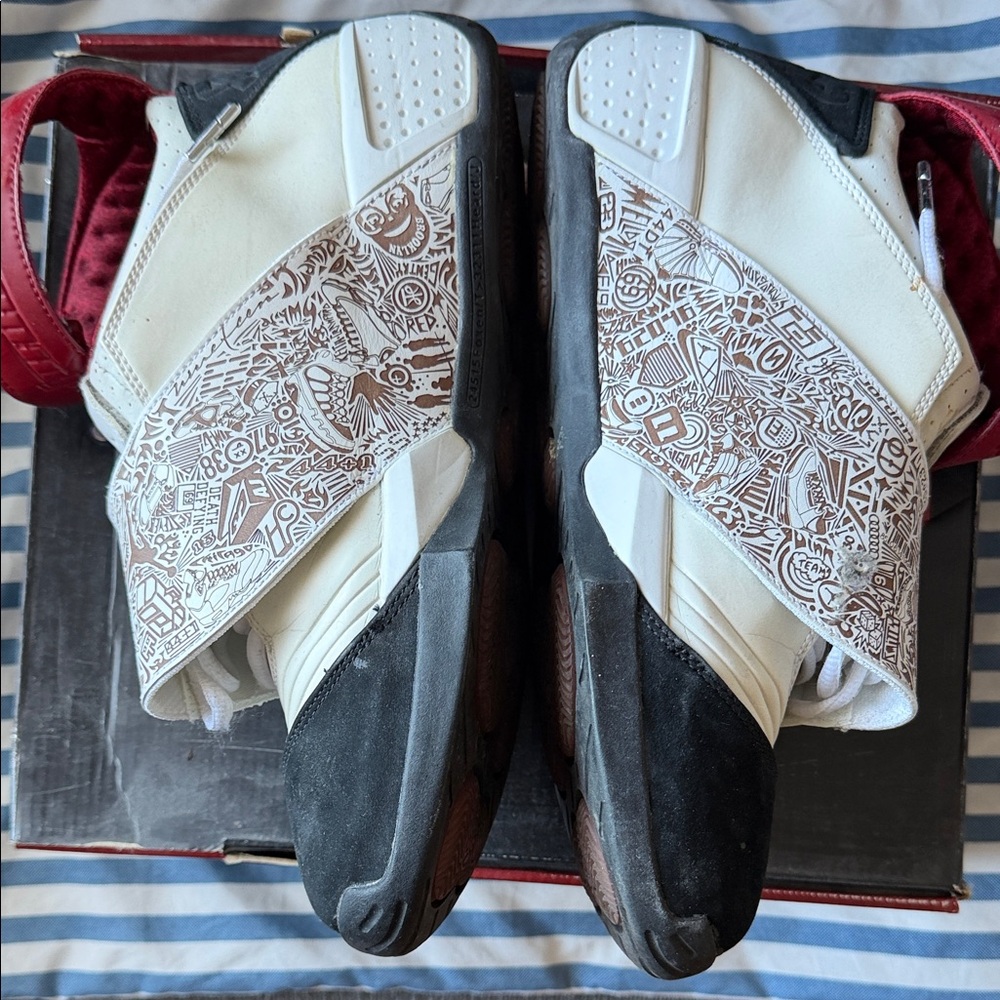 Jordan Red White Black Strap Sneakers - Picture 2 of 4